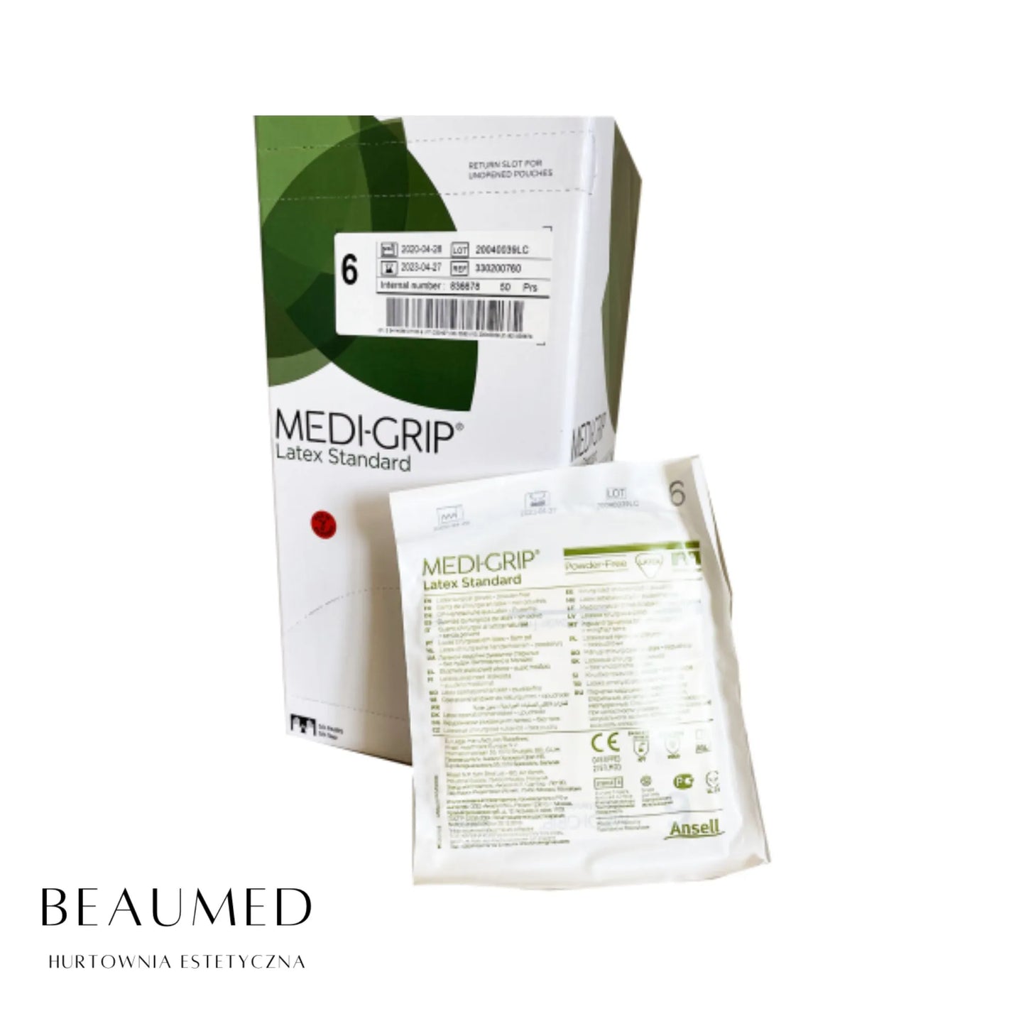 Rękawice chirurgiczne MEDI-GRIP lateksowe bezpudrowe sterylne 1 para