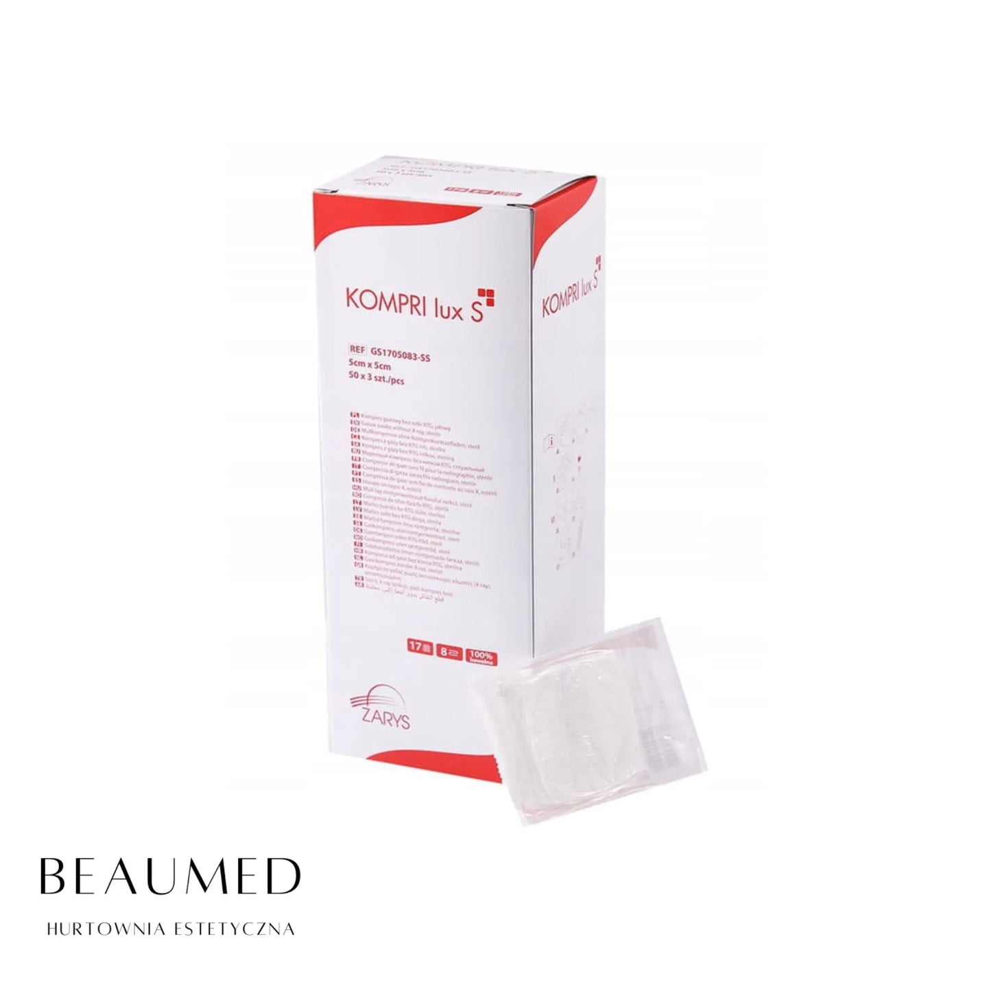 Kompresy Gaziki Jałowe KOMPRI LUX 5 x 5cm 3szt (50blistrów x 3szt)