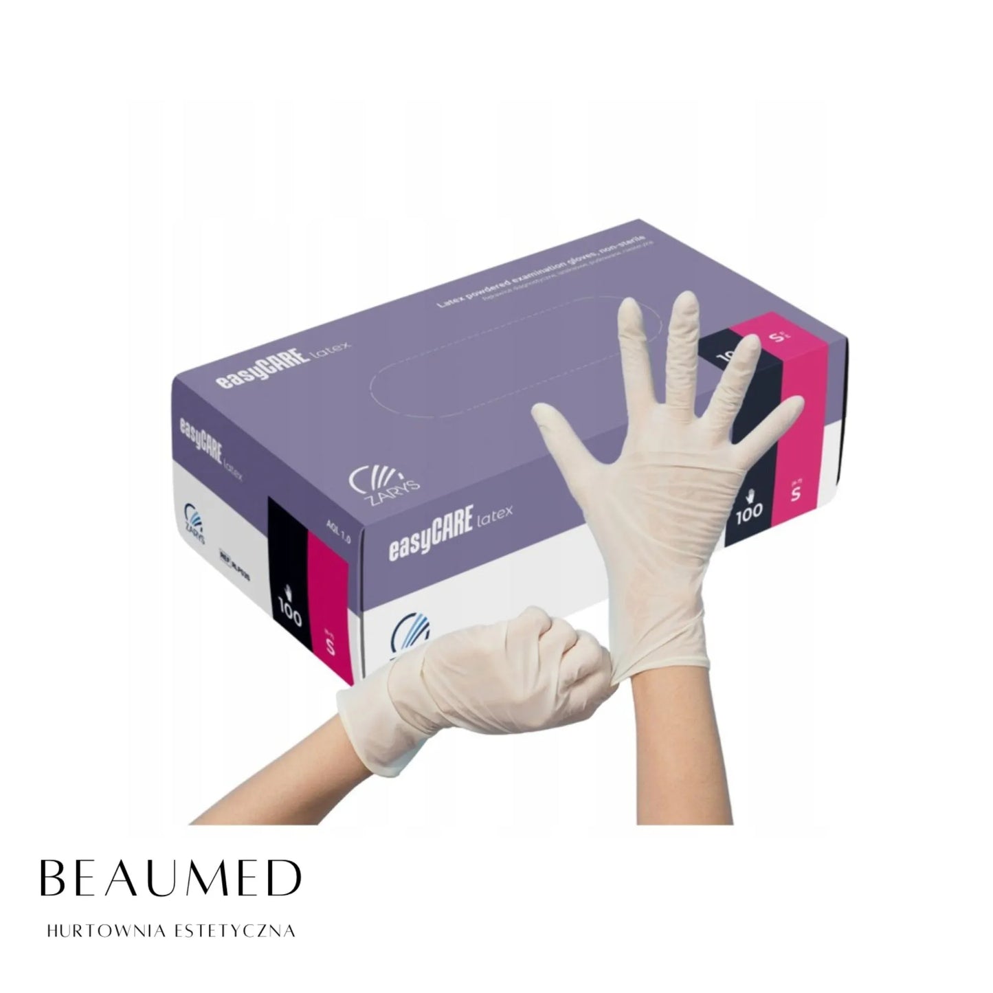 Rękawiczki lateksowe bezpudrowe 100szt EASYCARE Zarys 100szt