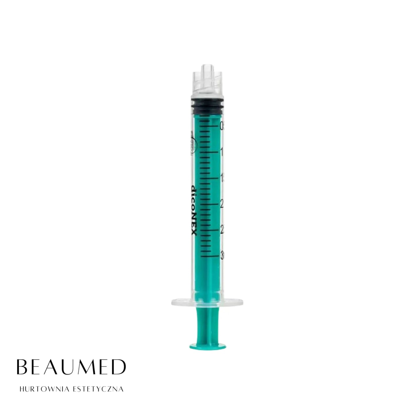 Strzykawka Diconex Luer Lock 3ml Zielony Tłok ZARYS 100szt