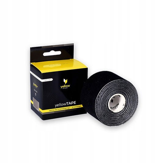 Taśma do kinesiotapingu yellowTAPE - czarna 5cm x 5m